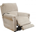 Warner Power Headrest Power Lumbar Power Lift Chair Lay Flat Recliner with Dual Motor and Extended Ottoman in Putty Fabric by Catnapper - 764862-P