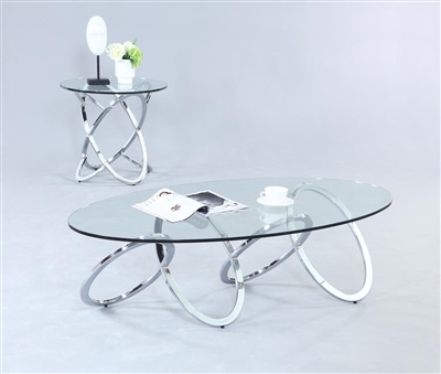 4036-OCC 2 Piece Occasional Table Set in Clear Glass Finish by Chintaly - CHI-4036-OCC-SET