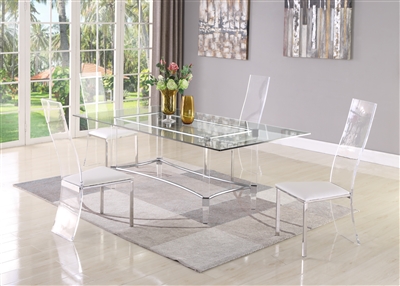 4038 5 Piece Dining Room Set with Layla White Chair by Chintaly - CHI-4038-LAYLA-RCT4272-5PC