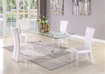 4038 5 Piece Dining Room Set with Siena White Chair by Chintaly - CHI-4038-SIENA-RCT4272-5PC