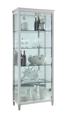 Contemporary Tempered Glass Curio in Clear/Polished SS Finish by Chintaly - CHI-6652-CUR