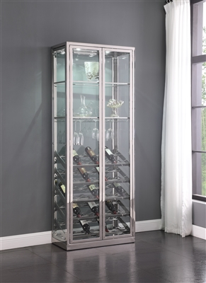 Contemporary Glass Curio in Clear/Chrome Finish by Chintaly - CHI-6655-CUR