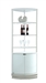 Contemporary Open Back Corner Curio in Super White/Polished SS Finish by Chintaly - CHI-6670-CUR
