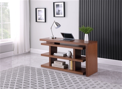 53" Motion Home Office Computer Desk in Walnut Finish by Chintaly - CHI-6915-DSK-WAL