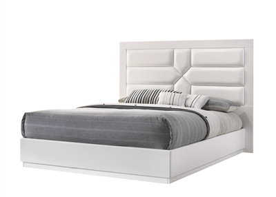 Amsterdam Bed in Matte White Finish by Chintaly - CHI-AMSTERDAM-BED-QN