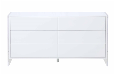 Barcelona Buffet in Gloss White/Clear Finish by Chintaly - CHI-BARCELONA-BUF