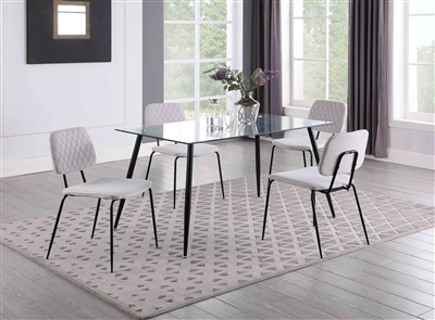 Bertha 5 Piece Dining Room Set in Clear & Matte Black Finish by Chintaly - CHI-BERTHA-5PC
