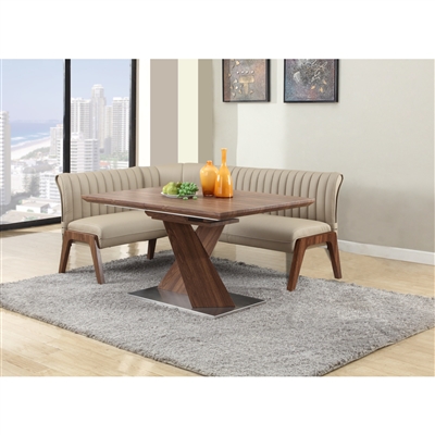 Bethany 2 Piece Dining Room Set in Walnut/Brushed SS Finish by Chintaly - CHI-BETHANY-2PC