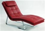 Corvette Lounge Chair in Red Bonded Leather/Chrome Finish by Chintaly - CHI-CORVETTE-LNG-RED-2PC