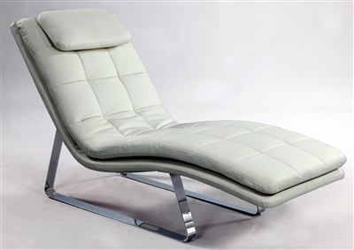 Corvette Lounge Chair in White Bonded Leather/Chrome Finish by Chintaly - CHI-CORVETTE-LNG-WHT-2PC