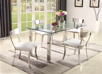 Cristina-Maiden 5 Piece Dining Room Set in Clear Finish by Chintaly - CHI-CRISTINA-MAIDEN-5PC