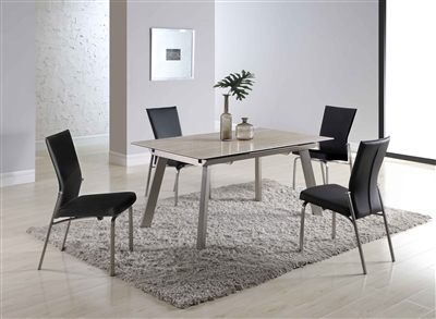 Eleanor-Molly 5 Piece Dining Room Set with Black PU Chair by Chintaly - CHI-ELEANOR-MOLLY-5PC-BLK