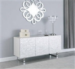 Kendall Buffet in Gray/White/Polished SS Finish by Chintaly - CHI-KENDALL-BUF