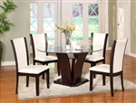 Camelia 5 Piece Round Table Dining Set in Espresso Finish by Crown Mark - 1210-RD-WH