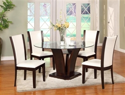 Camelia 5 Piece Round Table Dining Set in Espresso Finish by Crown Mark - 1210-RD-WH