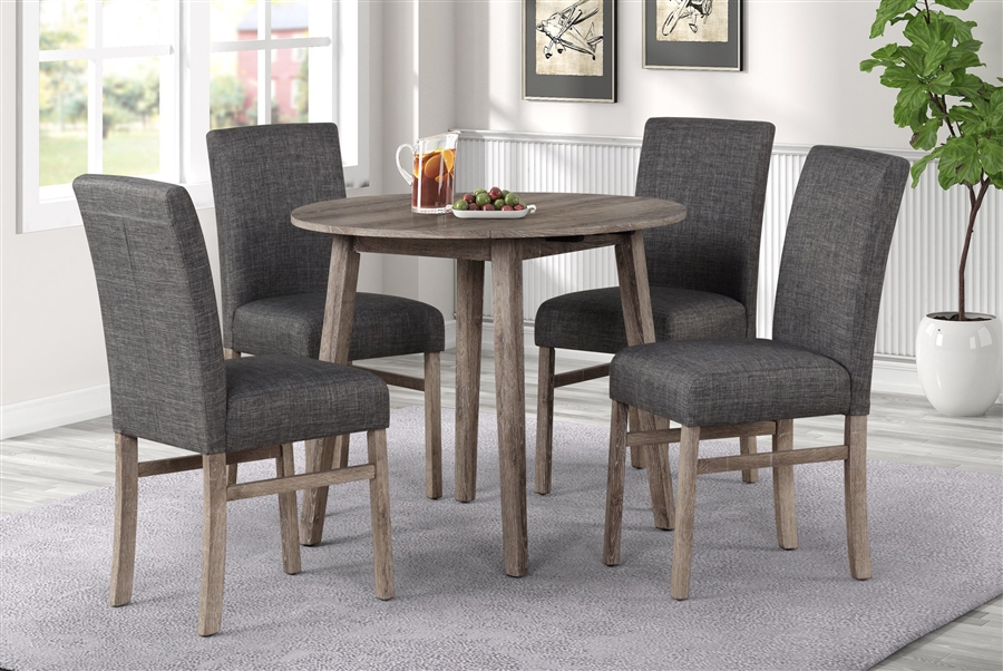 Rylan 5 Piece Round Table Dining Set in Grayish Brown Finish by Crown ...