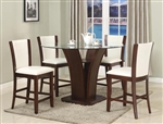Camelia 5 Piece Counter Height Dining Set in Espresso Finish by Crown Mark - 1710-RD-WH