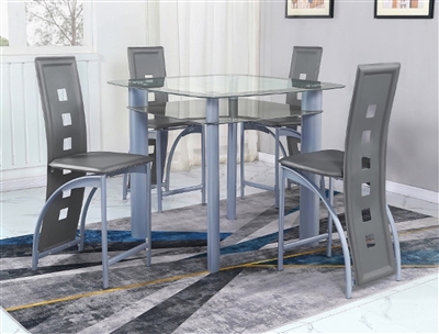Echo 5 Piece Counter Height Dining Set in Gray Finish by Crown Mark - CM-1771