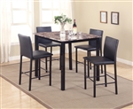 Aiden 5 Piece Counter Height Faux Granite Top Dining Set in Black Finish by Crown Mark - 1817