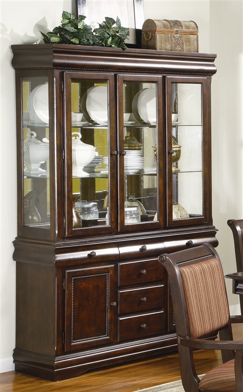 Merlot Buffet And Hutch In Brown Cherry, Brown Cherry China Cabinet