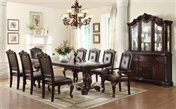 Kiera Complete Dining Set China Included in Rich Dark Brown Finish by Crown Mark - 2150C