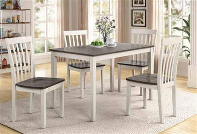 Brody 5 Piece Dining Set in White/Gray Finish by Crown Mark - CM-2182-WH-GY