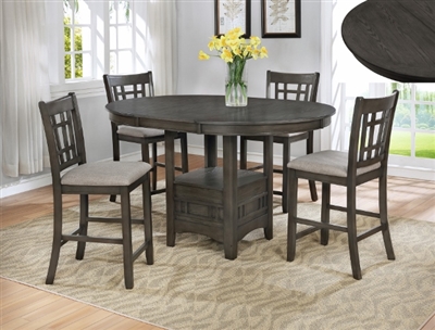 Empire 5 Piece Counter Height Dining Set in Grey Finish by Crown Mark - CM-2185-GY