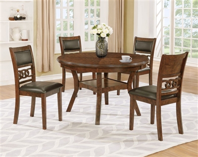 Cally 5 Piece Round Table Dining Set in Brown Finish by Crown Mark - CM-2216