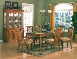 Lydia Complete Dining Set in Rustic Pine Finish by Crown Mark - 2307C