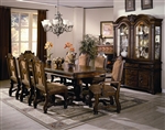 Neo Renaissance Complete Dining Set China Included in Burnished Cherry Finish by Crown Mark - 2400C
