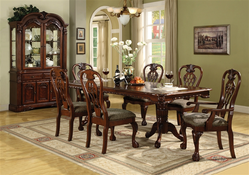 Brussels Complete Dining Set China, Cherry Wood Dining Room Set With China Cabinet