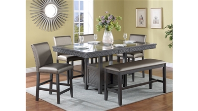 Bankston 5 Piece Counter Height Dining Set in Zinc Finish by Crown Mark - CM-2670ZC