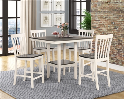 Brody 5 Piece Counter Height Dining Set in White/Gray Finish by Crown Mark - CM-2682