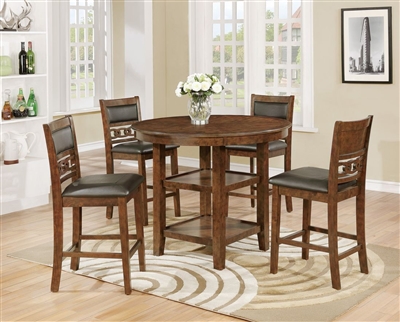 Cally 5 Piece Counter Height Dining Set in Brown Finish by Crown Mark - CM-2716