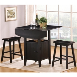 Kirin 3 Piece Counter Height Dining Set in Black Finish by Crown Mark - 2720