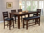 Bardstown 6 Piece Counter Height Dining Set in Walnut Finish by Crown Mark - 2752-6