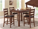 Quinn Plank Table Top 5 Piece Counter Height Dining Set in Cognac Finish by Crown Mark - 2764