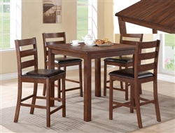 Quinn Plank Table Top 5 Piece Counter Height Dining Set in Cognac Finish by Crown Mark - 2764