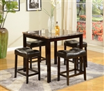 Kinsey 5 Piece Counter Height Faux Marble Top Dining Set in Espresso Finish by Crown Mark - 2773