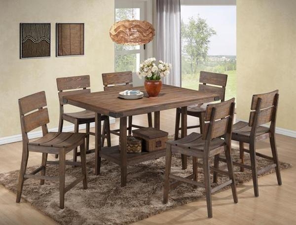 Dining Set In Rustic Brown Finish, Rustic Counter Height Dining Table Set