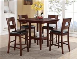 Isaac 5 Piece Counter Height Dinette in Dark Cherry Finish by Crown Mark - 2783