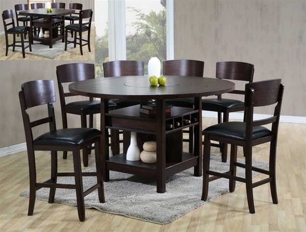 Conner 7 Piece Counter Height Dining Set In Dark Walnut Finish By Crown Mark 2849