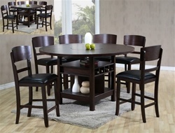Conner 7 Piece Counter Height Dining Set in Dark Walnut Finish by Crown Mark - 2849
