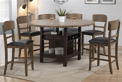 Conner 5 Piece Counter Height Dining Set in Espresso / Walnut Finish by Crown Mark - CM-2849EW