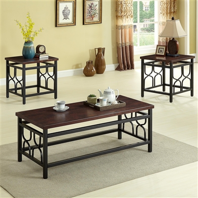 Benjamin 3 Piece Occasional Table Set in Rich Brown Finish by Crown Mark - CM-4021
