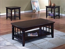 Camino 3 Piece Occasional Table Set in Brown Finish by Crown Mark - 4155