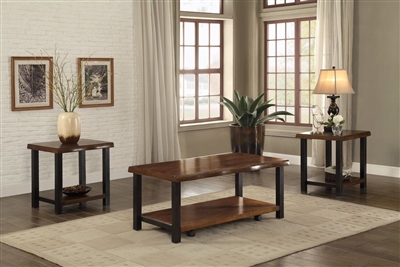 Crane 3 Piece Occasional Table Set in Brown Finish by Crown Mark - CM-4160