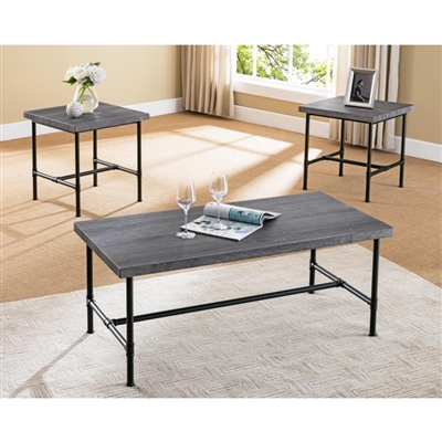 Frontier 3 Piece Occasional Table Set in Grey Finish by Crown Mark - CM-4230