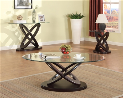 Cyclone 3 Piece Occasional Table Set in Dark Brown Finish by Crown Mark - CM-4235