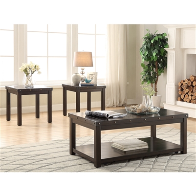 Elton 3 Piece Occasional Table Set in Brown Finish by Crown Mark - CM-4241